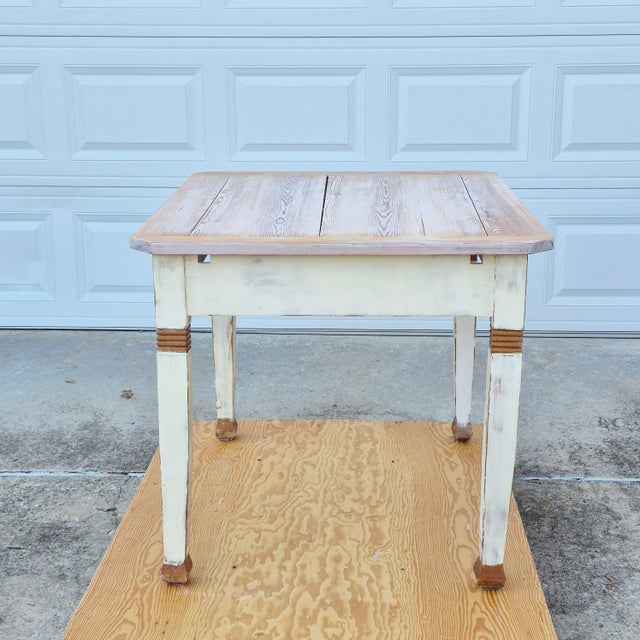 Gustavian Swedish Farmhouse Style Antique Pine Dining Table Desk W/ Reeded Dummy Drawer For Sale In Washington DC - Image 6 of 10