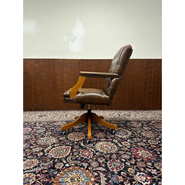 English Chesterfield President Desk Chair For Sale - Image 3 of 8
