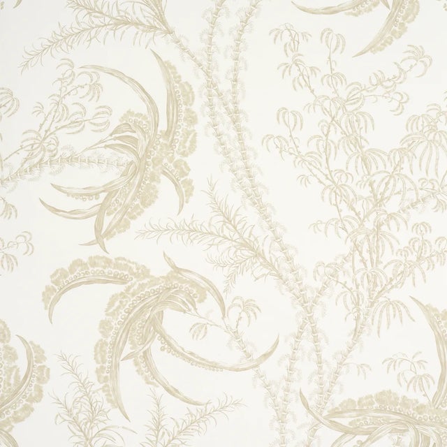 SAMPLE - Schumacher Ocean Toile Wallpaper In Sand For Sale