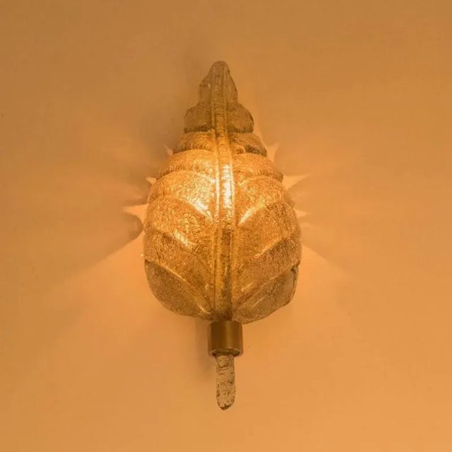 Metal Large Golden Murano Glass Wall Sconces from Barovier & Toso, Italy, 1960s, Set of 2 For Sale - Image 7 of 9