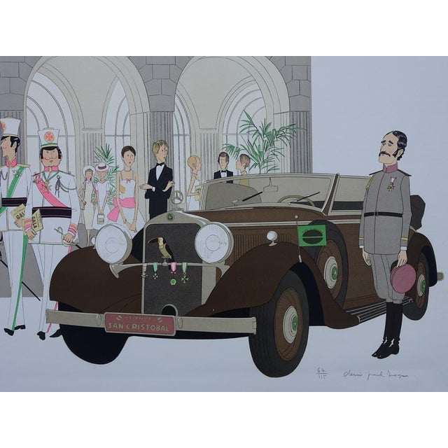 Denis-Paul NOYER (1940-)Mercedes T290 convertible: Mediterranean PalaceOriginal lithograph on stoneSigned in pencil in the...