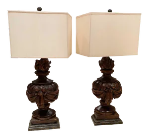 18th Century Architectural Fragments Made Into Lamps - a Pair