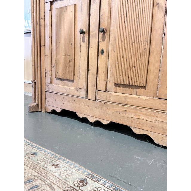Almond Antique English Pine Four Door Architectural Cupboard Cabinetry For Sale - Image 8 of 9