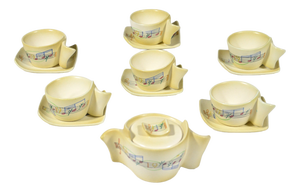 Music Coffee Service by Mario Sturani for Lenci Turin, 1940s, Set of 7