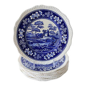 Copeland Spode “Blue Tower” Dinner Plates, Set of 8