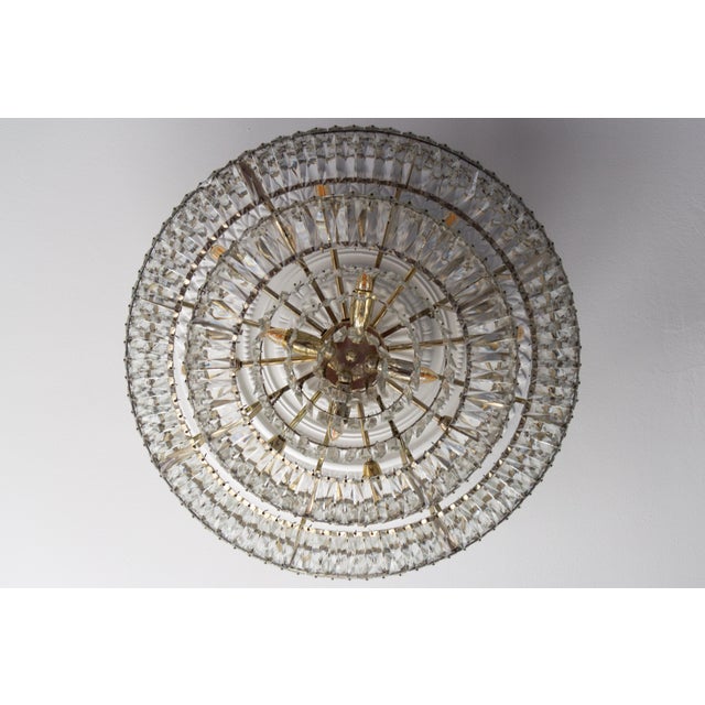 Metal Large Mid-Century Modern Crystal 12-Light Ceiling Lamp, 1950s For Sale - Image 7 of 18