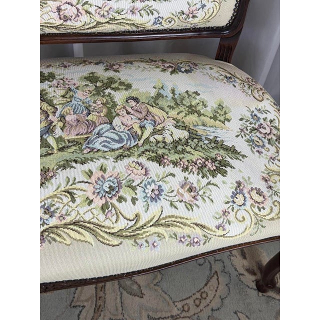 Vintage French Louis XV Style Upholstered Romantic Settee / Loveseat Settee For Sale - Image 17 of 18