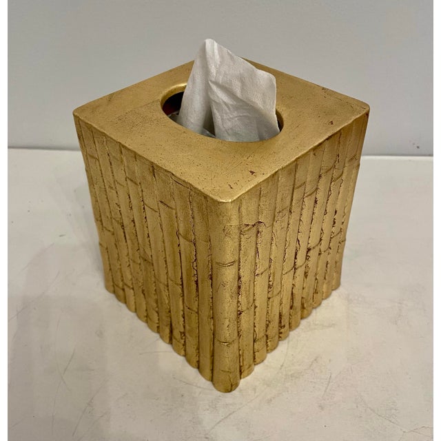 Gilt Faux Bamboo Tissue Box Holder For Sale - Image 4 of 8