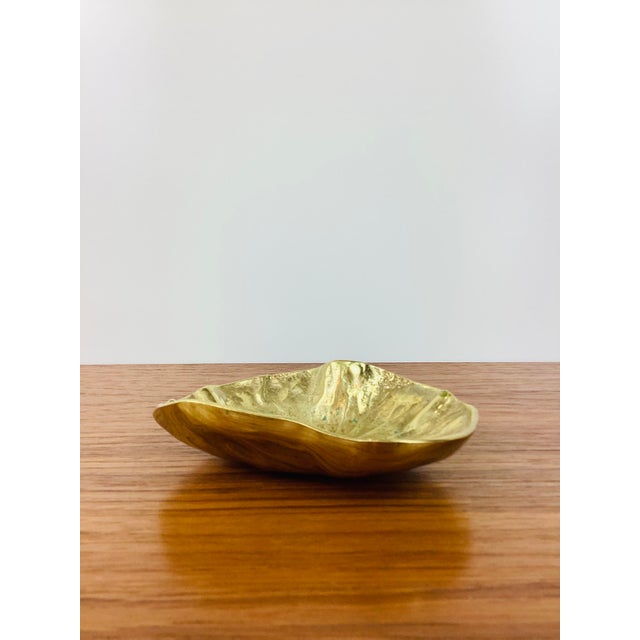 1960s Vintage Brass Lotus Leaf Molded Trinket Tray For Sale - Image 5 of 9