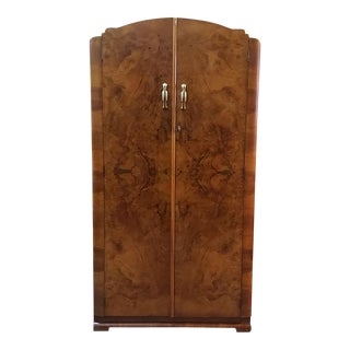 Art Deco Burl Walnut Wardrobe C.1930 For Sale