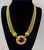 Purple Trifari 80s Panther Link Purple Lucite Cabachon Gold Toned Necklace Vintage For Sale - Image 8 of 8