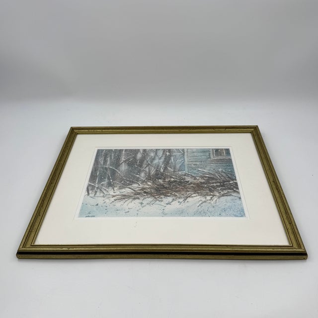 Paint John Holub Original Watercolor “Winter Repose” Signed Maine Winter Landscape For Sale - Image 7 of 11