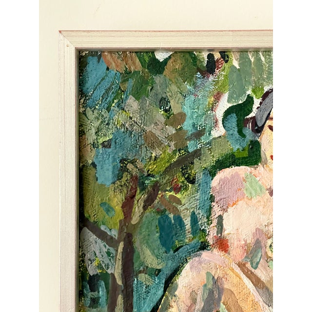 Figurative Petite French Nude en Plein Aire, Vintage Oil on Canvas, Framed For Sale - Image 3 of 11