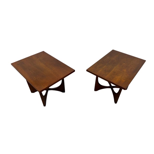 1960s Mid-Century Modern Broyhill Brasilia Square Walnut Side Tables - Set of 2 For Sale - Image 5 of 9