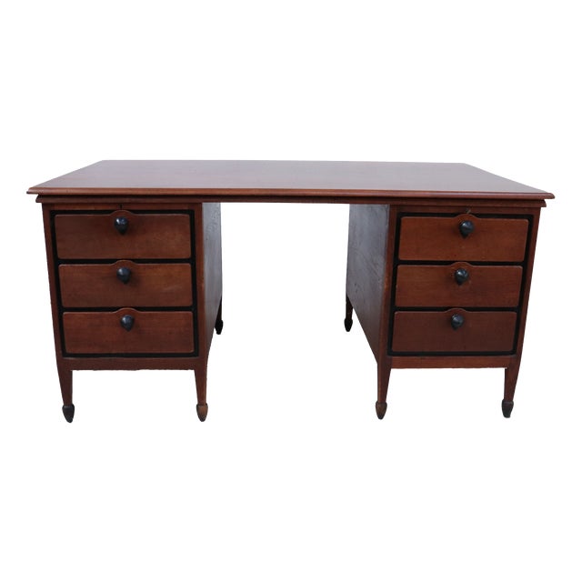 Dutch Oak Pedestal Desk by H. Pander & Zonen, 1920 For Sale