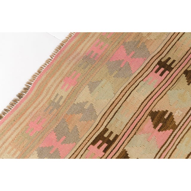 1950s Muted Brown and Beige Tribal Flatweave Rug For Sale - Image 9 of 10