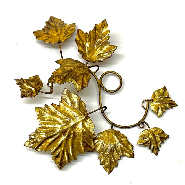 Mid 20th Century Vintage Brass Ivy Wall Hanging - 7 Pieces For Sale - Image 5 of 7