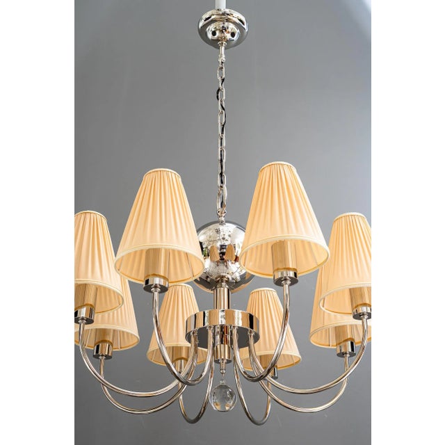 Art Deco Nickel-Plated Chandelier with Fabric Shades, Vienna, 1920s For Sale - Image 15 of 18