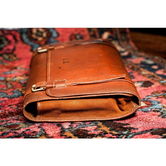 Stately English Antique Leather Suede Case With Tins Home Decor Prop For Sale - Image 16 of 16
