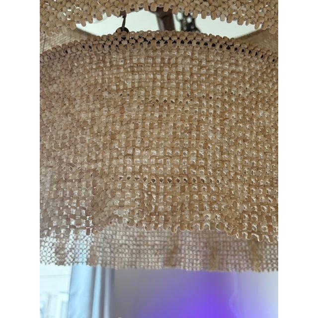 2010s Made Goods Chandelier Boho Chic Wood Beaded. Tan/Sand Color For Sale - Image 5 of 7
