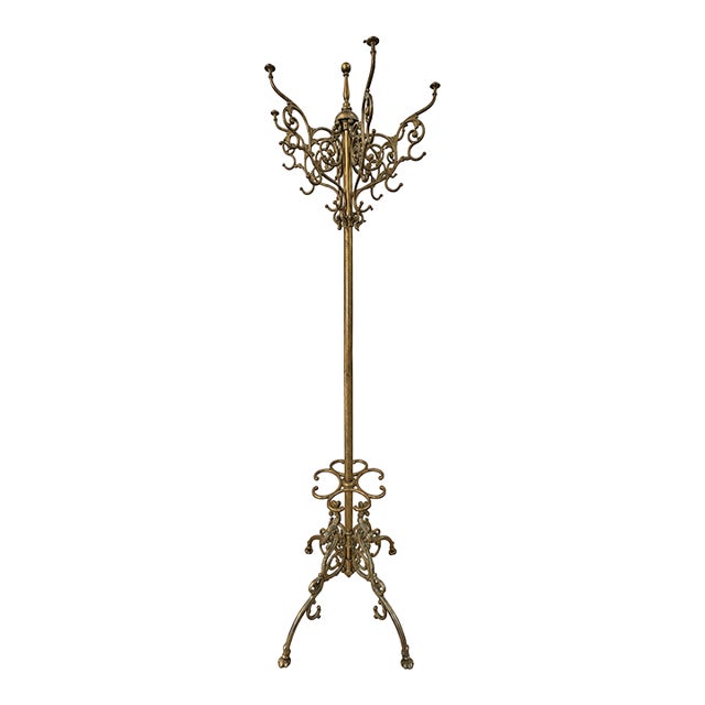 Antique Baroque / Victorian Style Bronze Ornate Coat Rack & Umbrella Holder For Sale