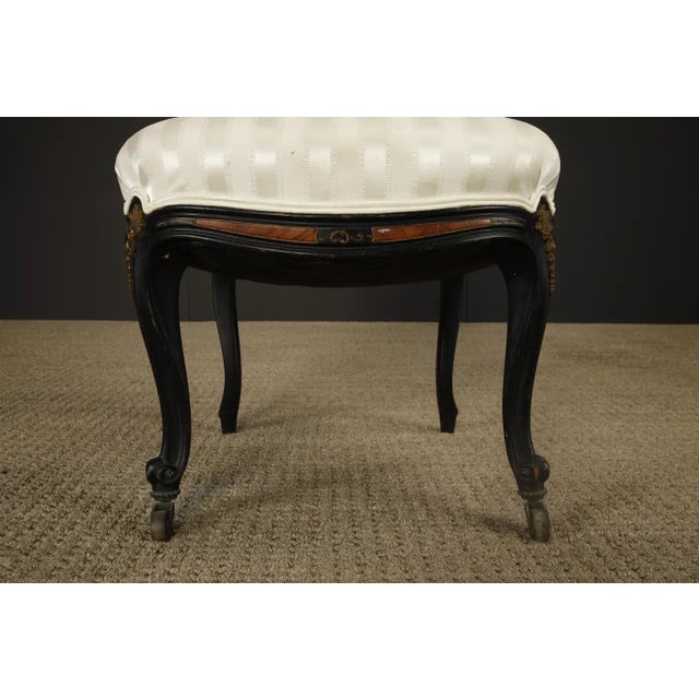 Pair of 1890s French Louis XV Carved, Gilt, Ebonized, and Upholstered Chairs For Sale - Image 15 of 18