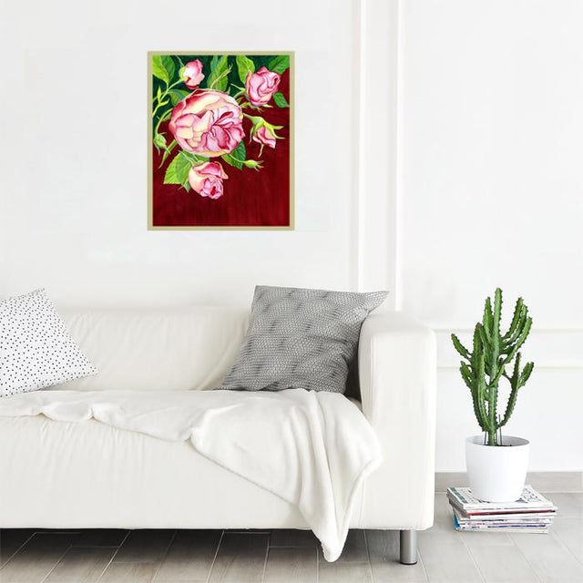 Original Framed Floral Painting by Kathleen Ney, "Opening Rose" For Sale In Seattle - Image 6 of 6