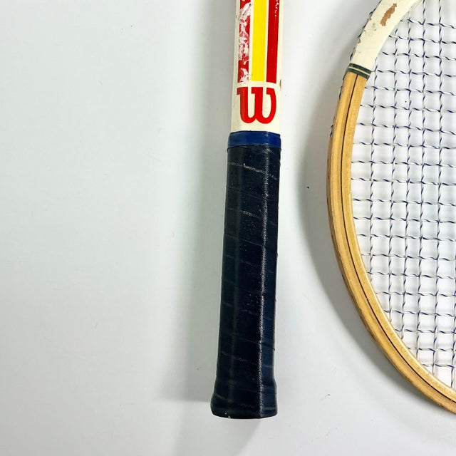 Vintage Americana Boho Chic Wilson Wood Tennis Rackets Decorative Wall Objects - Set of 3 For Sale - Image 9 of 14