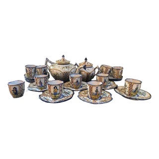 Antique Coffee Set from Henriot Quimper Faience, 1890s-1910s, Set of 24 For Sale