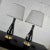 Mid-Century Modern Lamps Black Ceramic With Harlequin Style Diamond Design and Gray Shades For Sale - Image 6 of 13