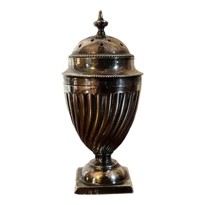 Antique 18th Century George III Urn Form Silver Shaker or Pounce Pot