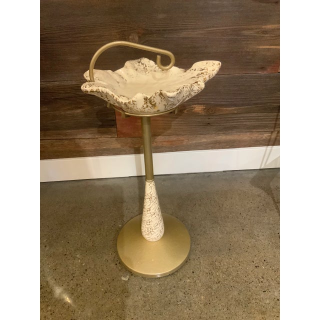 Italian 1950s Capodimonte Gold Leaf Floor Ashtray Stand For Sale - Image 3 of 11