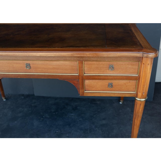 Louis XVI Style Writing Table or Desk of Walnut With Leather Top From France For Sale - Image 12 of 16