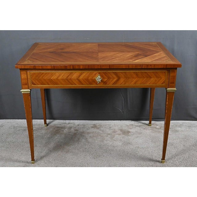 Small Early 20th Century Louis XVI Marquetry Writing Table, 1890s For Sale - Image 12 of 18