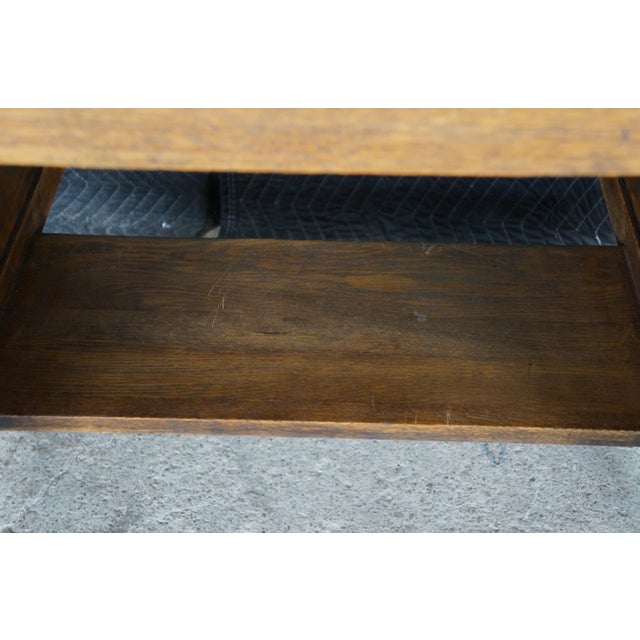 Antique Mission Arts Craft Quartersawn Oak Library Bookcase Table Desk Inkwell For Sale - Image 14 of 18