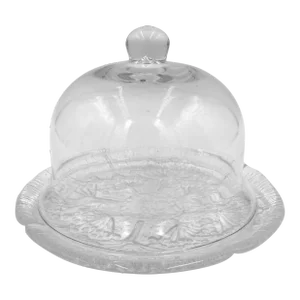 1970s Pertti Kallioinen for Lasisepat Mantsala Glass of Finland Cow Parsley Cheese Dome