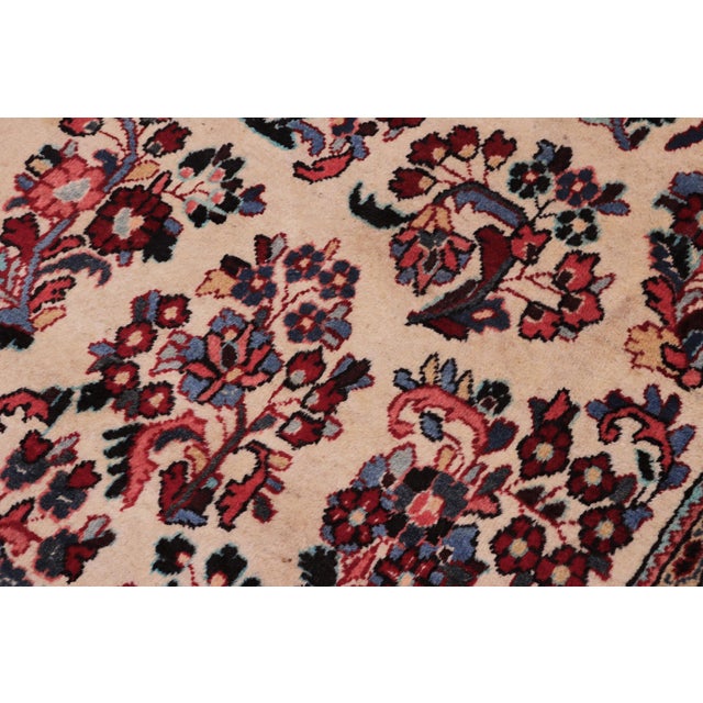 1970s 1970s Handmade Ivory Red Floral Oriental Rug 6'2" X 8'8" For Sale - Image 5 of 7
