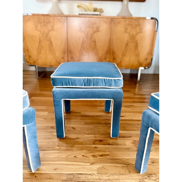 Mid 20th Century Reupholstered Vintage Parsons Style Ottomans - A Pair For Sale - Image 9 of 11