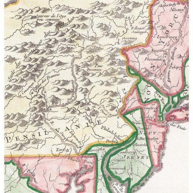 1757 Bellin Map "Carte De La Nouvelle Angleterre Nouvelle Yorck Et Pensilvanie" (New England, New York, Pennsylvania) For Sale - Image 4 of 6