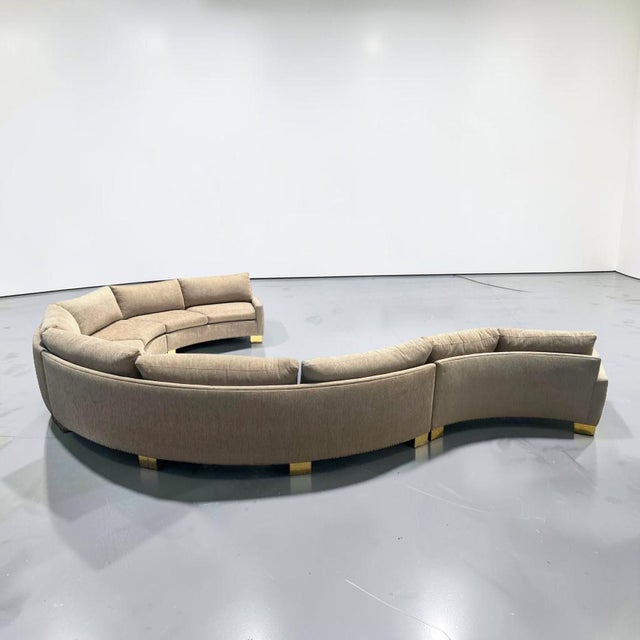 1970s Serpentine Sectional Sofa With Brass Feet For Sale - Image 9 of 11