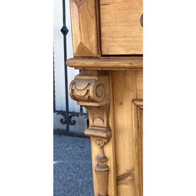 1910s Pine Two Door Marble Top Dresser Base For Sale - Image 5 of 16