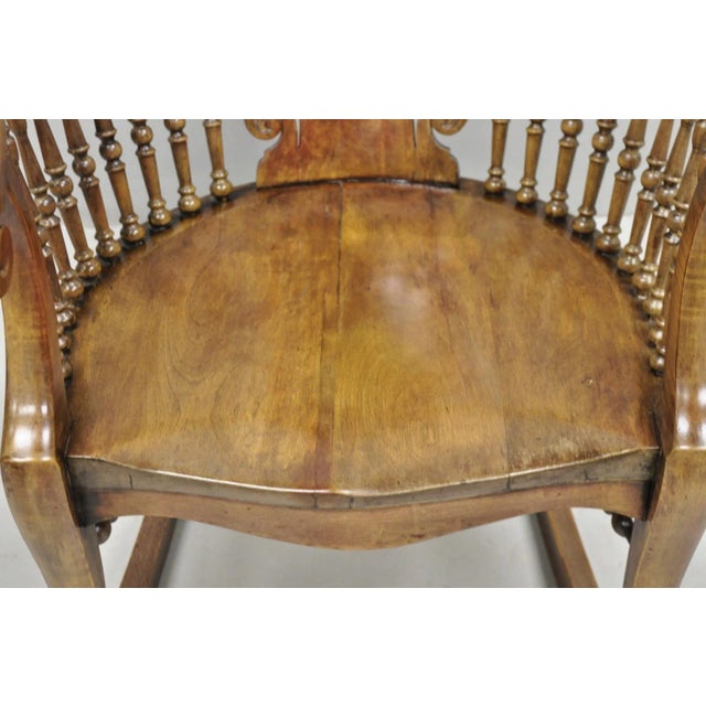 Antique American Victorian Carved Walnut Spindle Back Rocker Rocking Chair For Sale In Philadelphia - Image 6 of 17