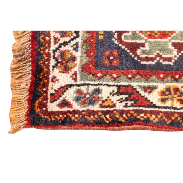 Vintage Hand-Knotted Persian Qashqai Rug 4'0" X 5'4" For Sale - Image 11 of 16