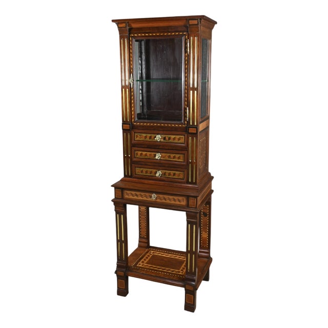 Small Marquetry Display Cabinet For Sale