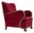 Danish Armchair in Red Velour and Oak, 1950s For Sale
