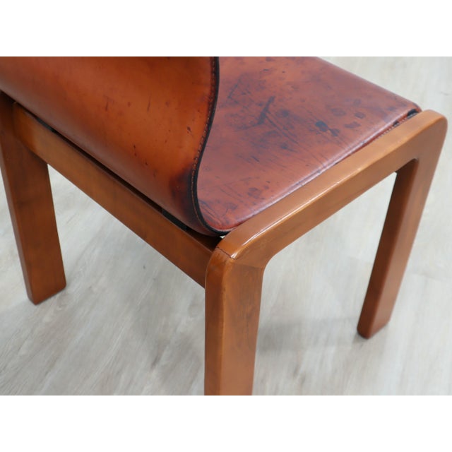Curved Wood & Leather Chairs from Afra & Tobia Scarpa, 1970s, Set of 4 For Sale - Image 6 of 18