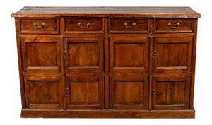 Large Teak Cabinet from Java, with Four Drawers and Four Sets of Double Doors
