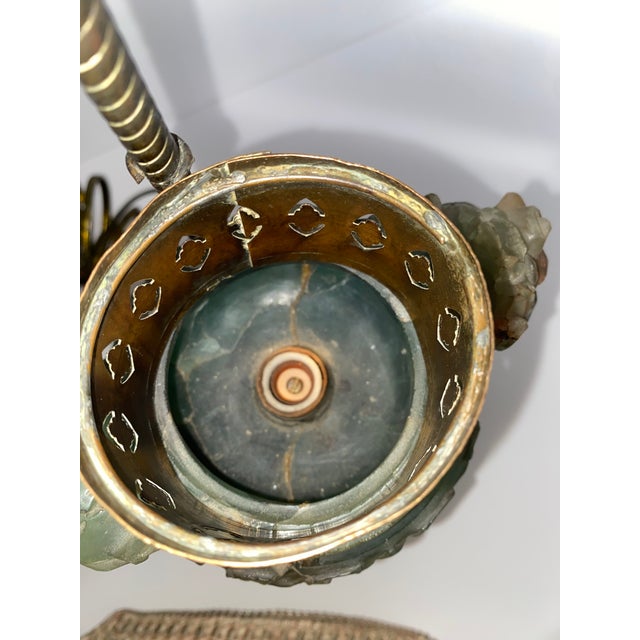 Stone 1930s Chinese Carved Jadite Lamp With Shade For Sale - Image 7 of 8