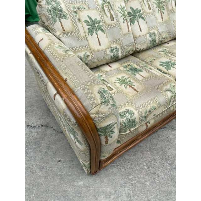 Bamboo Sofa With Palm Tree Upholstery Chairish