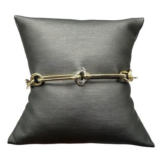 Italian Paperclip Style Bracelet in 14kt Yellow Gold - 7.75", 4.4g, Two-Tone For Sale